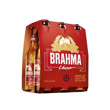 Brahma Brazilian Beer 6pk-12oz - Long neck Brahma 355ml com 6 unidades